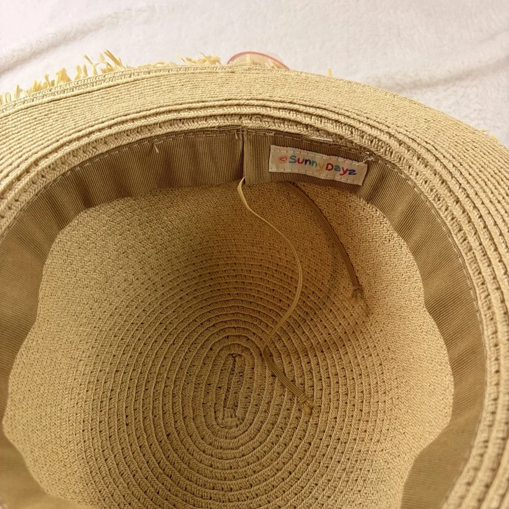 Sunny Dayz Sun N Sand Kids Straw Sun Hat Frayed Brim Fruit Band HK 383 Coastal